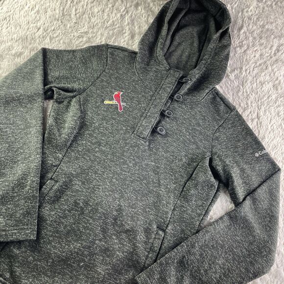 St Louis Cardinals Hoodie Womens Small Black Gray Heathered Pullover Columbia - Picture 1 of 8